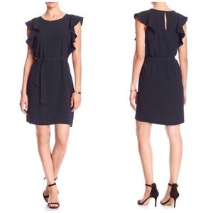 Navy Banana Republic Flutter Sleeve Sheath Dress